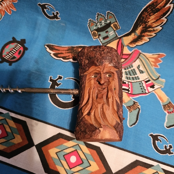 Hand Carved Folk Art Corkscrew - Picture 2 of 4